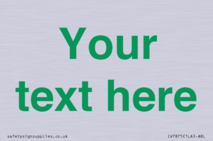 Custom blank information sign. Green text, plain background